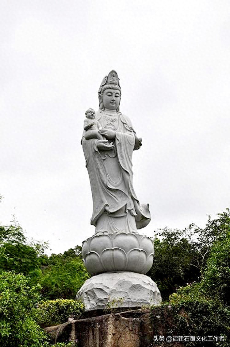 惠安石雕佛像_石雕滴水观音杨柳观音送子观音形象_厦门万石植物园太平岩寺石雕送子观音