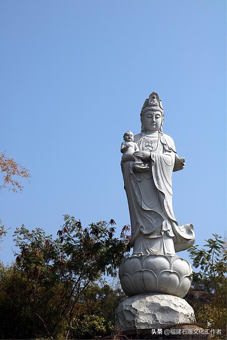 厦门万石植物园太平岩寺石雕送子观音_石雕滴水观音杨柳观音送子观音形象_惠安石雕佛像